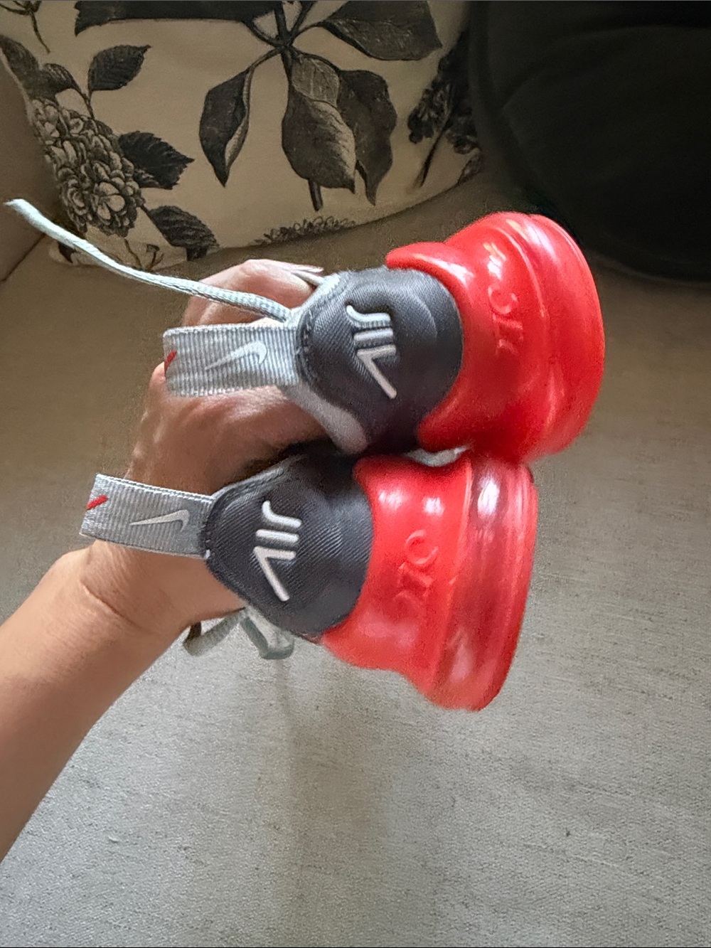 Nike Grey and Red Air Max 270 Running Sneakers - Picture 6 of 8